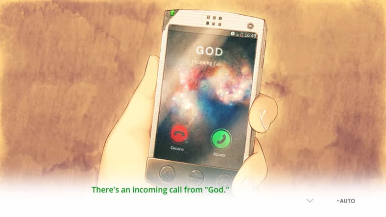 Shinichi gets a curious phone call in YOU and ME and HER: A Love Story (2020), Nitroplus
