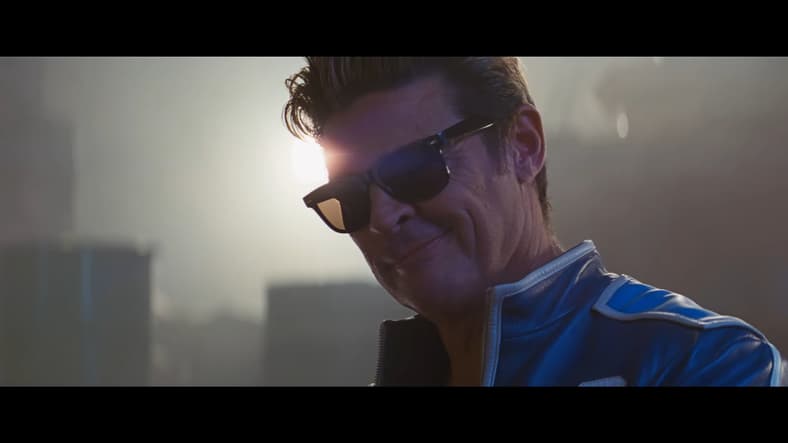 Citizen Cage (Karl Urban) flashes a smile to the camera in Mortal Kombat II (2025), Warner Bros. Entertainment