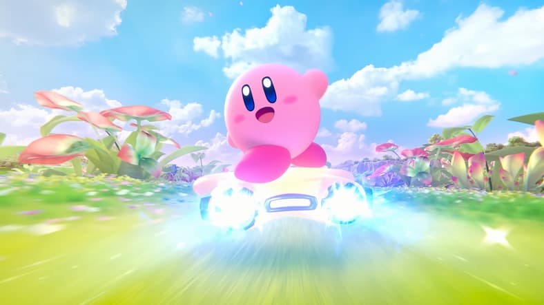 Kirby (Makiko Ōmoto) hits the raceway in Kirby Air Ride 2 (2025), Nintendo