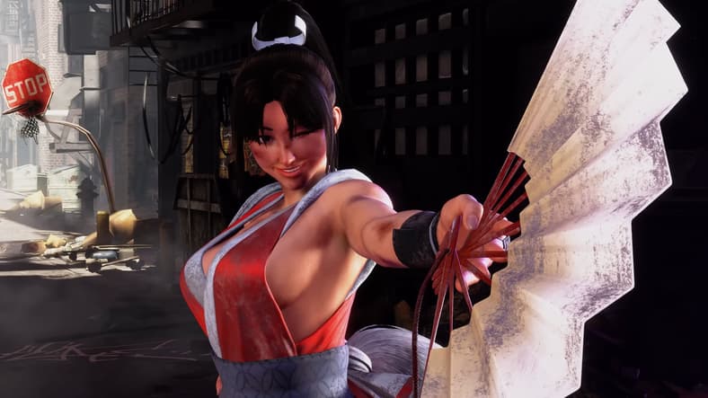 Mai Shianui (Ami Koshimizu) stands victorious after a hard-won battle in Street Fighter 6 (2023), Capcom