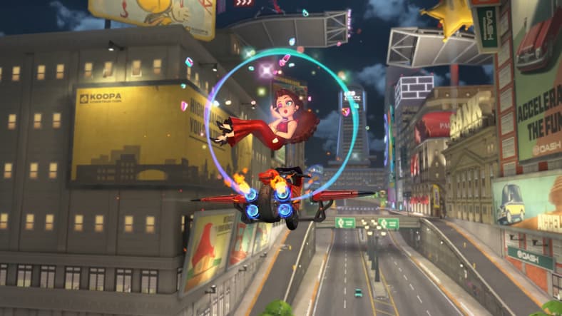 Pauline (Kate Higgins) strikes a pose in Mario Kart World (2025), Nintendo