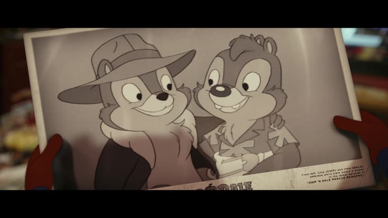 Chip (John MUlaney) takes a trip down memory lane in Chip N' Dale: Rescue Rangers (2022), Disney