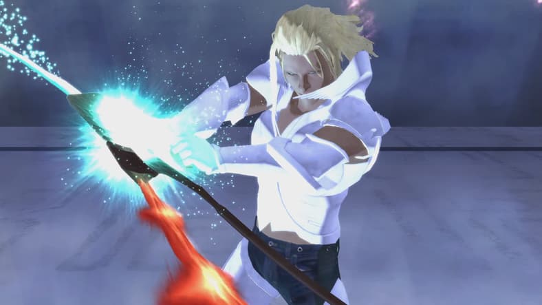 Enoch (Shin'ichirô Miki) purifies the Arch before rushing to confront Ezekiel (Aiko Konoshima) in El Shaddai: Ascension of the Metatron (2011), Ignition Tokyo