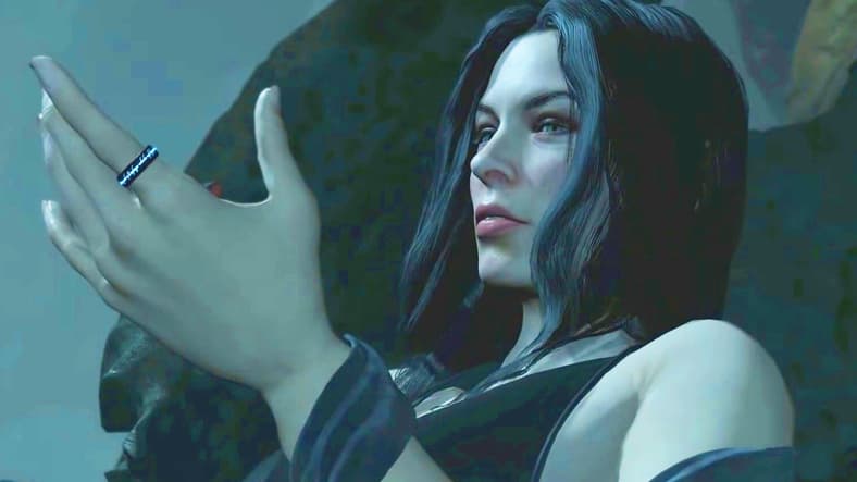 Shelob (Pollyanna McIntosh) grants an audience to Talion (Troy Baker) in Middle-earth: Shadow of War (2017), Warner Bros. Interactive