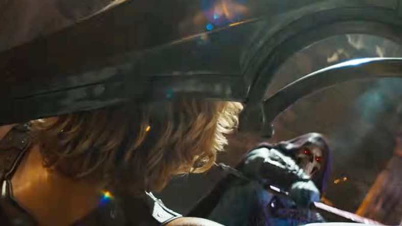 He-Man (Nicholas Galitzine) and Skeletor (Jared Leto) come to blows in Masters of the Universe (2026), Amazon MGM