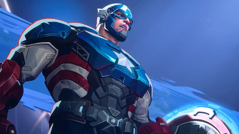Captain America (Brian Bloom) awakens into the world of 2099 in Marvel Rivals (2024), NetEase