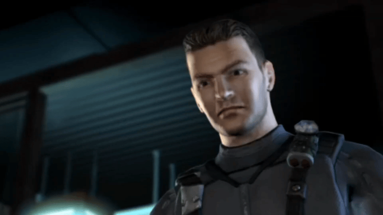 Gabe Logan (John Chacon) is briefed before the mission in Syphon Filter: Logan's Shadow (2007), Bend Studio