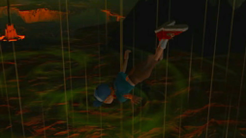 Andy (Mohammed Muklis) falls into the Darklands in Heart of Darkness (1998), Amazing Studio