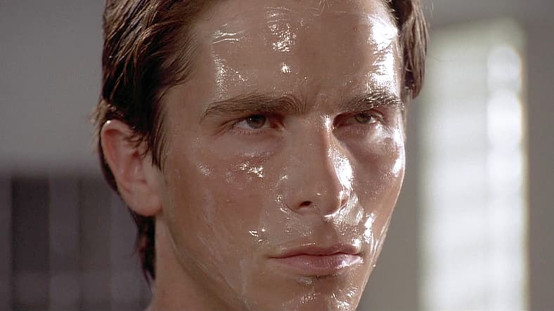 Patrick Bateman performs his morning skincare routine in American Psycho (2000), Lionsgate Films