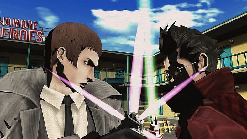 Henry and Travis come to blows in No More Heroes (2008), Grasshopper Manufacture
