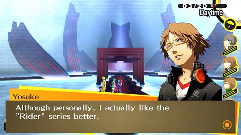 Yosuke Hanamura weighs in on his favorite television series in Persona 4 Golden (2012), Atlus