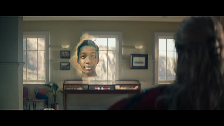 CGI floating head of Axl Heimdallson reaches out to Thor in Thor: Love and Thunder (2022), Marvel