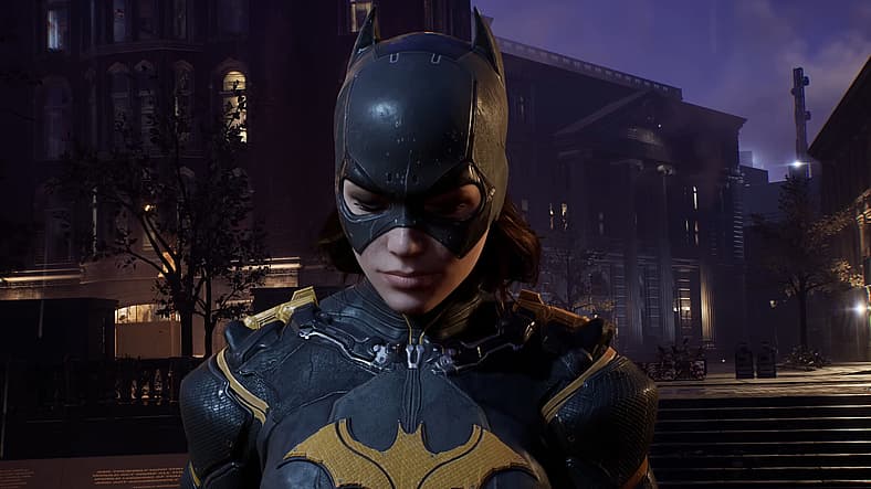 Batgirl (America Young) says goodbye to her father in Gotham Knights (2022), Warner Bros. Montreal