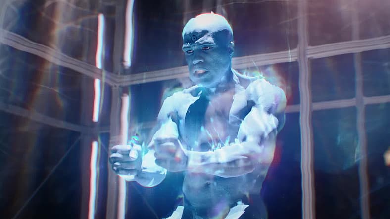 Doctor Manhattan (Yahya Abdul-Mateen II) has power sapped by The Kavalary in Watchmen Season 1