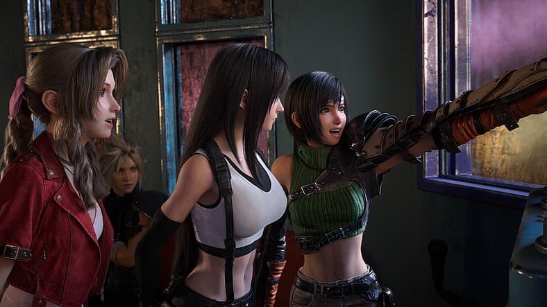 Yuffie shares Golden Saucer excitement with Tifa and Aerith in Final Fantasy VII Rebirth (2023)