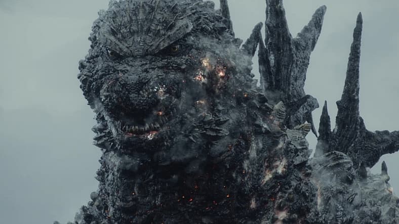Godzilla showing battle damage in Godzilla Minus One. Image property of Toho.