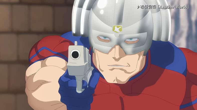 Peacemaker prepares for action in Suicide Squad ISEKAI (2023), Warner Bros. Japan and Wit Studio