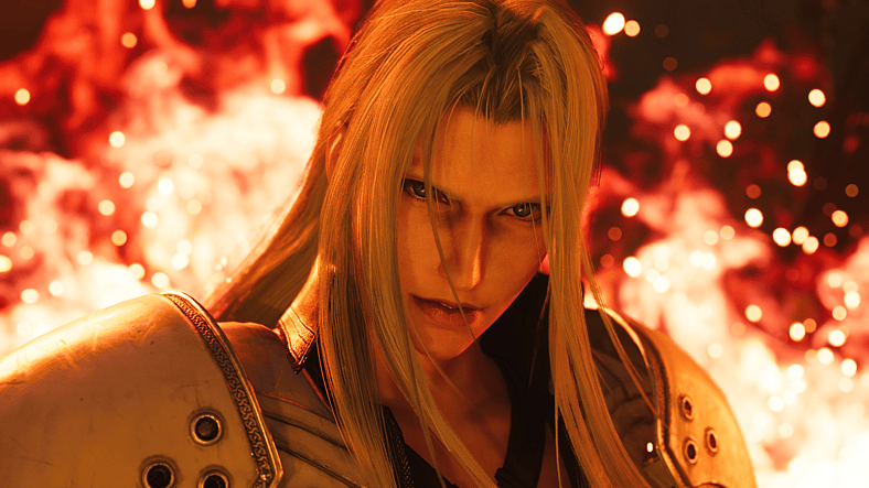 Sephiroth glares backed by flames in Final Fantasy VII Rebirth (2024), Square Enix