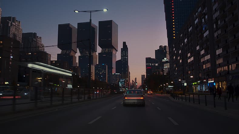 A still from director Robert Hloz's sci-fi neo-noir Restore Point. Image property of XYZ Films.
