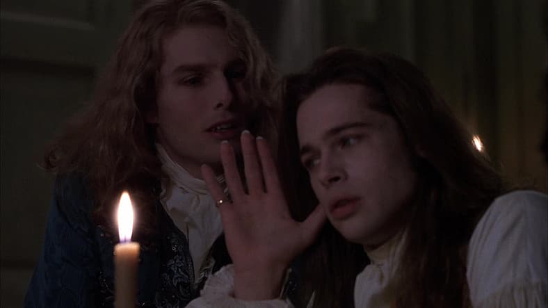 Tom Cruise as Lestat and Brad Pitt as Louis in Interview with the Vampire (1994), Warner Bros.