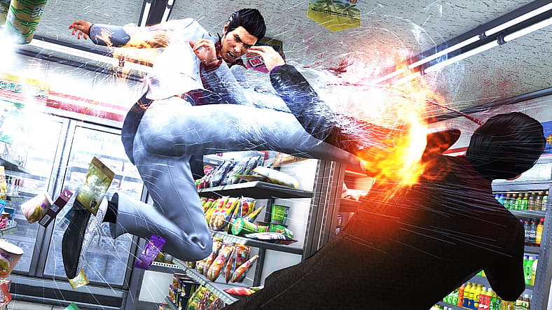 Kiryu does his best Ken Masters impression in Yakuza 6: The Song of Life (2017), SEGA