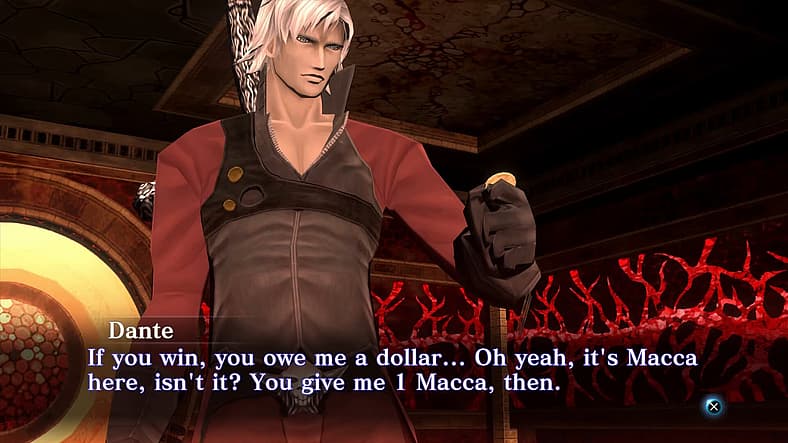 Dante makes a bet with the Demi-Fiend in Shin Megami Tensei 3 Nocturne HD Remaster (2021), Atlus