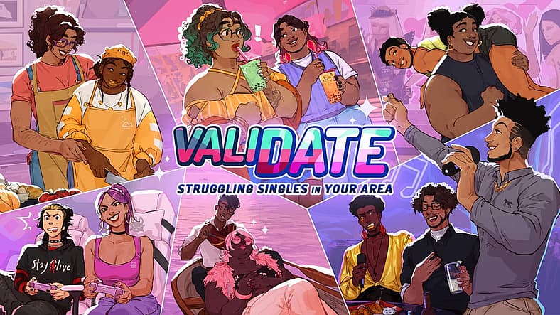 The cover art for ValiDate: Struggling Singles in Your Area (2022), Veritable Joy Studios