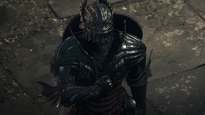 The Arisen swears fealty to The Dragon (David Lodge) in Dragon's Dogma 2 (2024), Capcom