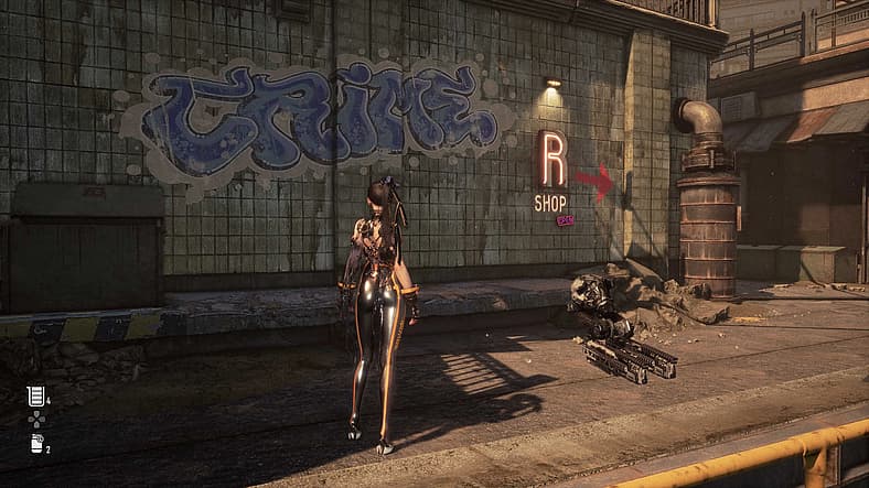 Replacement crime graffiti after Day One patch in Stellar Blade (2024), Shift Up