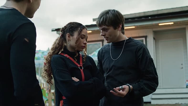 Gage attempts to calm Ash in Festival of the Living Dead (2024), TUBI