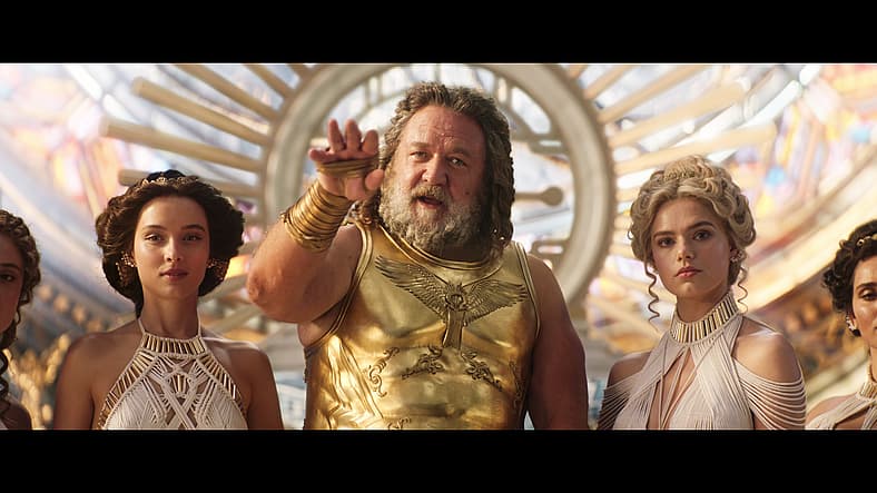 Zeus de-robes Thor to humiliate him in Thor: Love and Thunder (2022), Marvel Entertainment