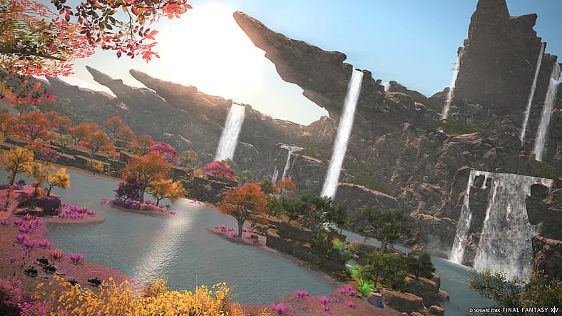 Scenic waterfalls of Kozama'uka await in Final Fantasy XIV: Dawntrail (2024), Square Enix