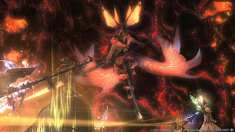 Warrior, Bard, Dragoon, Scholar fight Penthesilea in Final Fantasy XIV: Stormblood (2017), Square