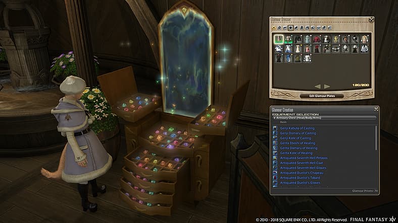 Miqo'te adventurer at Glamour Dresser, Final Fantasy XIV: Stormblood (2017)