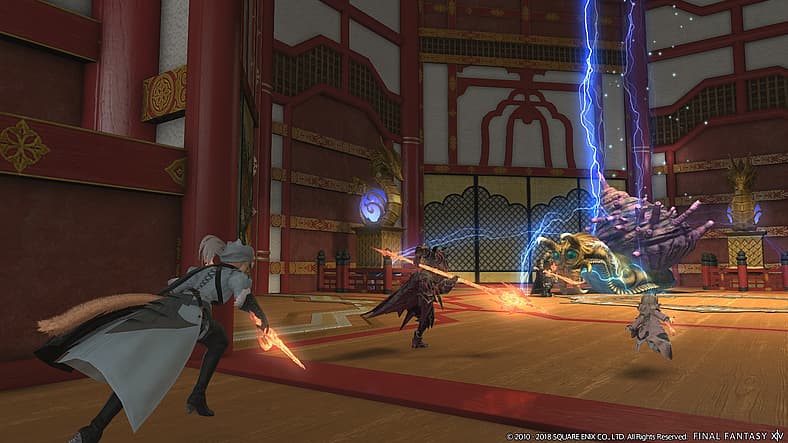 Adventurers rush to help ally in Heaven-on-High halls in Final Fantasy XIV: Stormblood (2017)