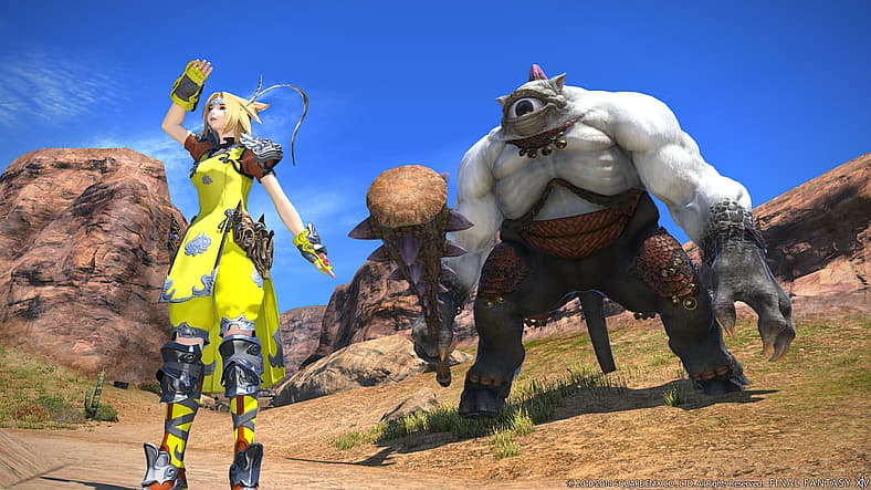 Miqo'te Monk unaware of Elite Mark Brontes behind her, Final Fantasy XIV: A Realm Reborn