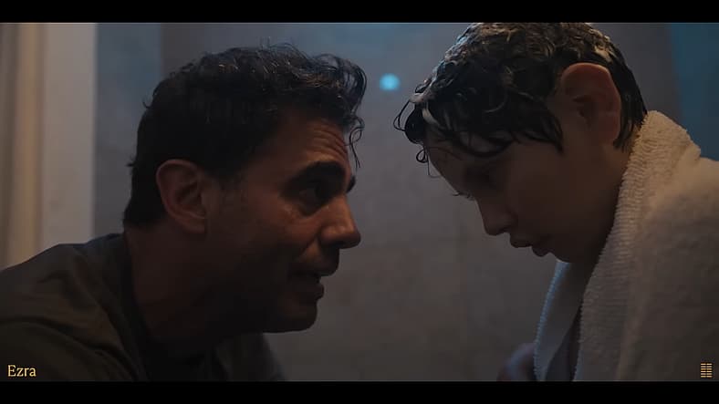 Bobby Cannavale as Max Brandel and William Fitzgerald as Ezra Brandel in Ezra (2024), Bleecker