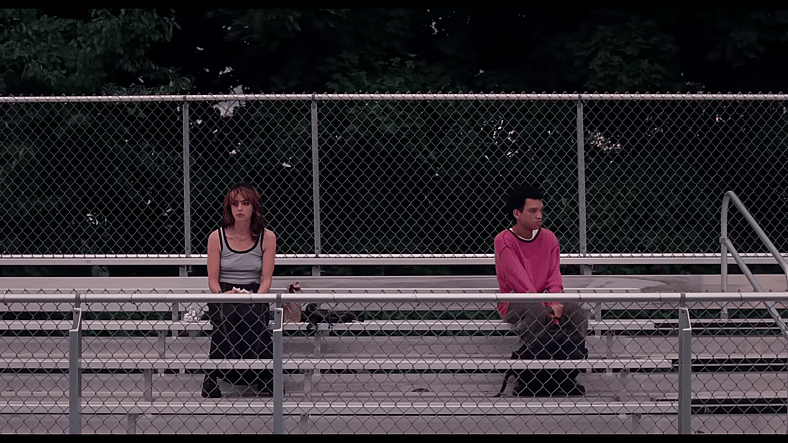 Brigette Lundy-Paine as Maddy and Justice Smith as Owen in I Saw the TV Glow (2024), A24