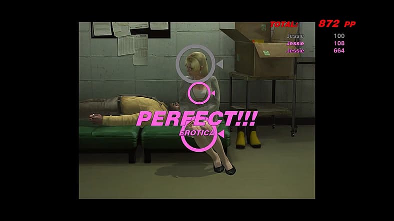 Frank West photographs Jessica McCarney caring for Brad Garrison in Dead Rising (2006), Capcom