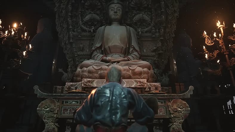 The Monkey King (TBA) prays to the Buddha in Black Myth: Wukong (2024), Game Science