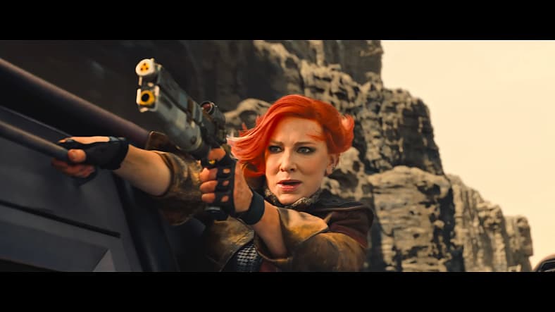 Lillith (Cate Blanchett) locks and loads in Borderlands (2024), Lionsgate