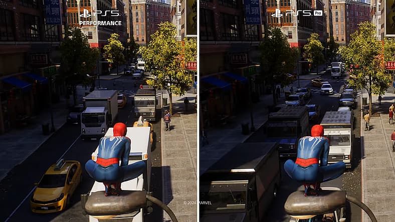 Spider-Man 2 running on PS5 and PS5 Pro, Mark Cerny presentation, YouTube