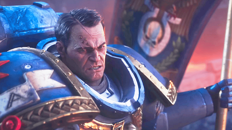 Titus (Clive Standen) stands defiant against Tyranids in Warhammer 40,000: Space Marine 2 (2024)