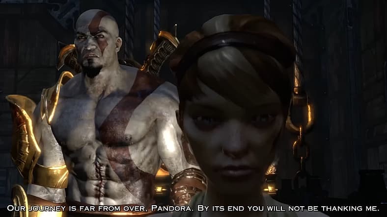 Kratos has a warning for Pandora in God of War III (2010), Sony Santa Monica Studios