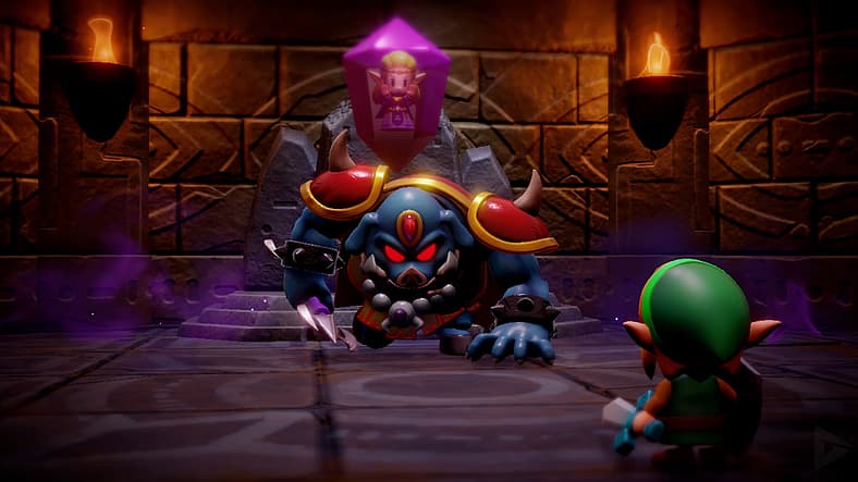 Link fells Ganon before rescuing Princess Zelda in The Legend of Zelda: Echoes of Wisdom (2024)