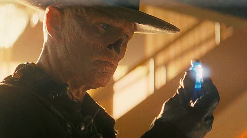 The Ghoul (Walton Goggins) prepares to power-on the Lucky 38 in Fallout Season 2 Episode 7 "The Handoff" (2026), Amazon