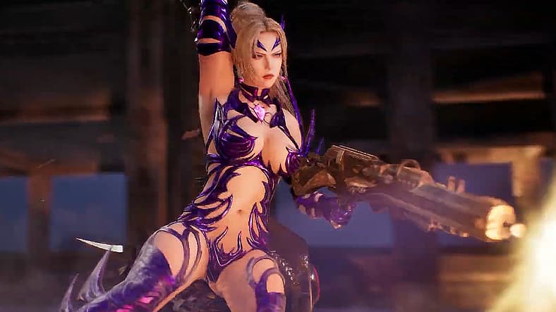 Rachel (Michie Tomizawa) blasts fiends with machine gun in Ninja Gaiden 2 Black (2025), Koei Tecmo