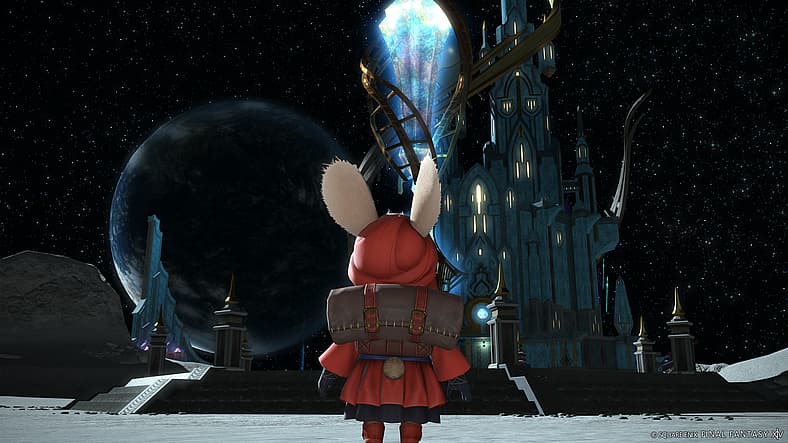 Namingway looks out at Sinus Lacrimarum on Mare Lamentorum in Final Fantasy XIV (2013), Square Enix