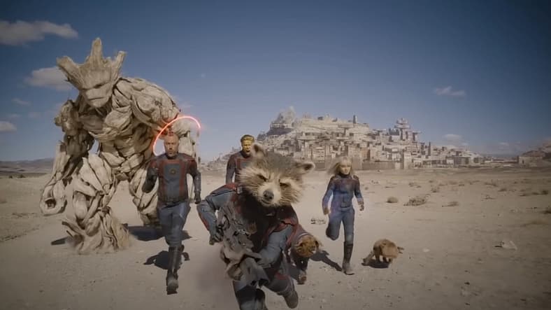 Rocket leads the new Guardians team in Guardians of the Galaxy Vol. 3 (2023), Marvel