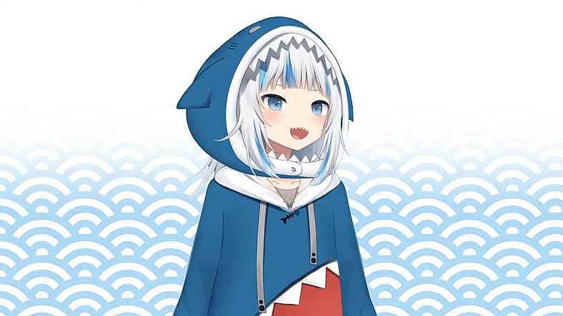 Gawr Gura says her first word "a" in debut stream in hololive English holo Myth, YouTube
